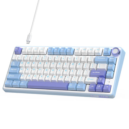 RK ROYAL KLUDGE R75 Mechanical Keyboard Wired with Volumn Knob, 75% TKL Custom Gaming Keyboard Gasket Mount RGB Backlit with Software, MDA Profile, Hot Swappable Silver Switch, PBT Keycaps (US Layout)