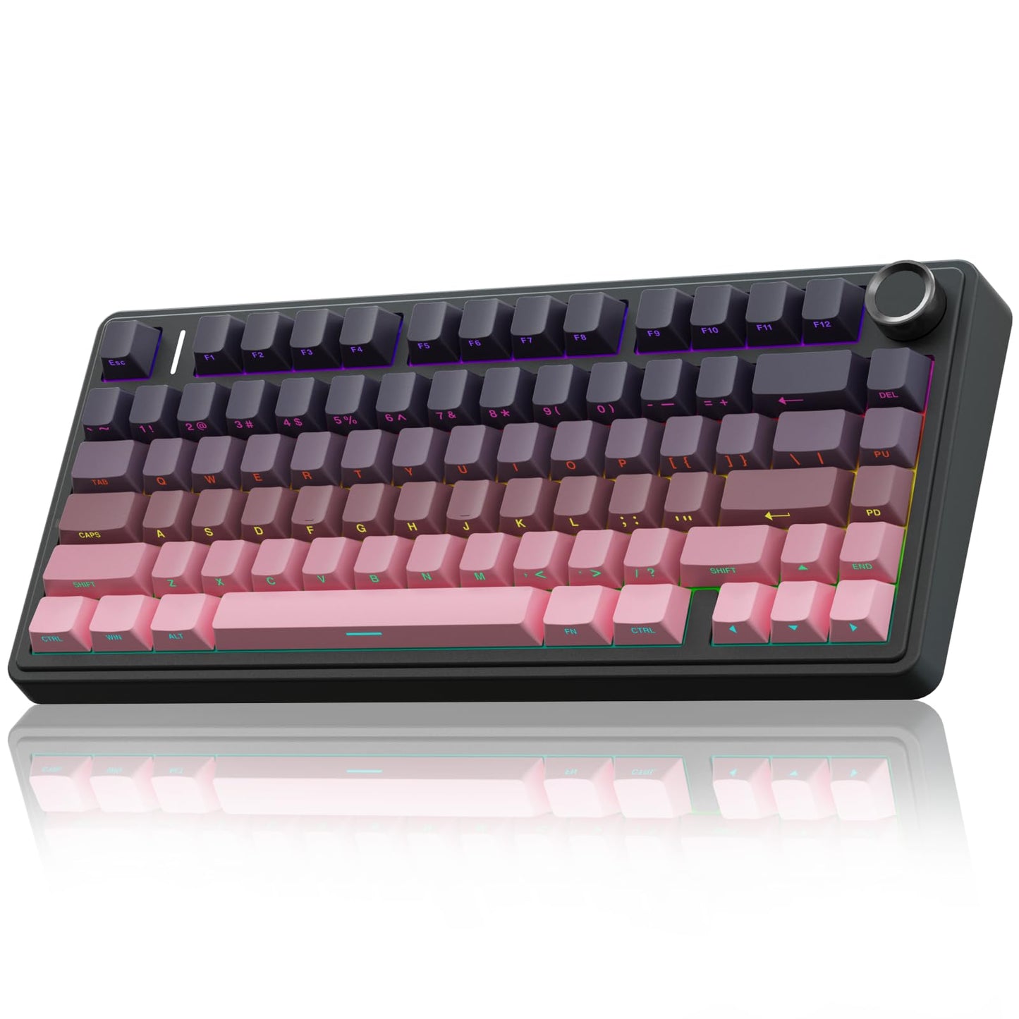 AULA F75 75% Wireless Mechanical Keyboard,2.4Ghz/Type-C/BT5.0 Gaming Keyboards,Advanced Structure,Side Engraved,RGB Backlight,Hot Swappable Custom Keyboard for PC/Mac (Black)