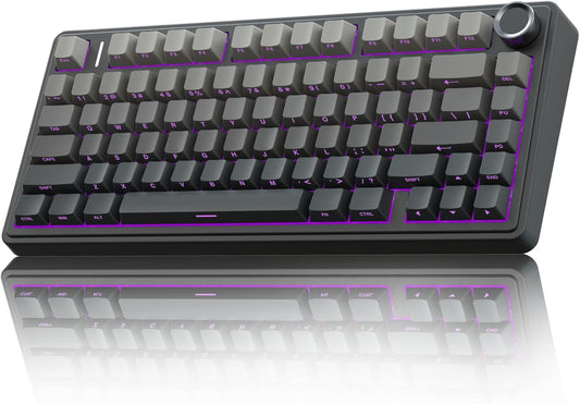AULA F75 75% Wireless Mechanical Keyboard,2.4Ghz/Type-C/BT5.0 Gaming Keyboards,Advanced Structure,Side Engraved,RGB Backlight,Hot Swappable Custom Keyboard for PC/Mac (Black)