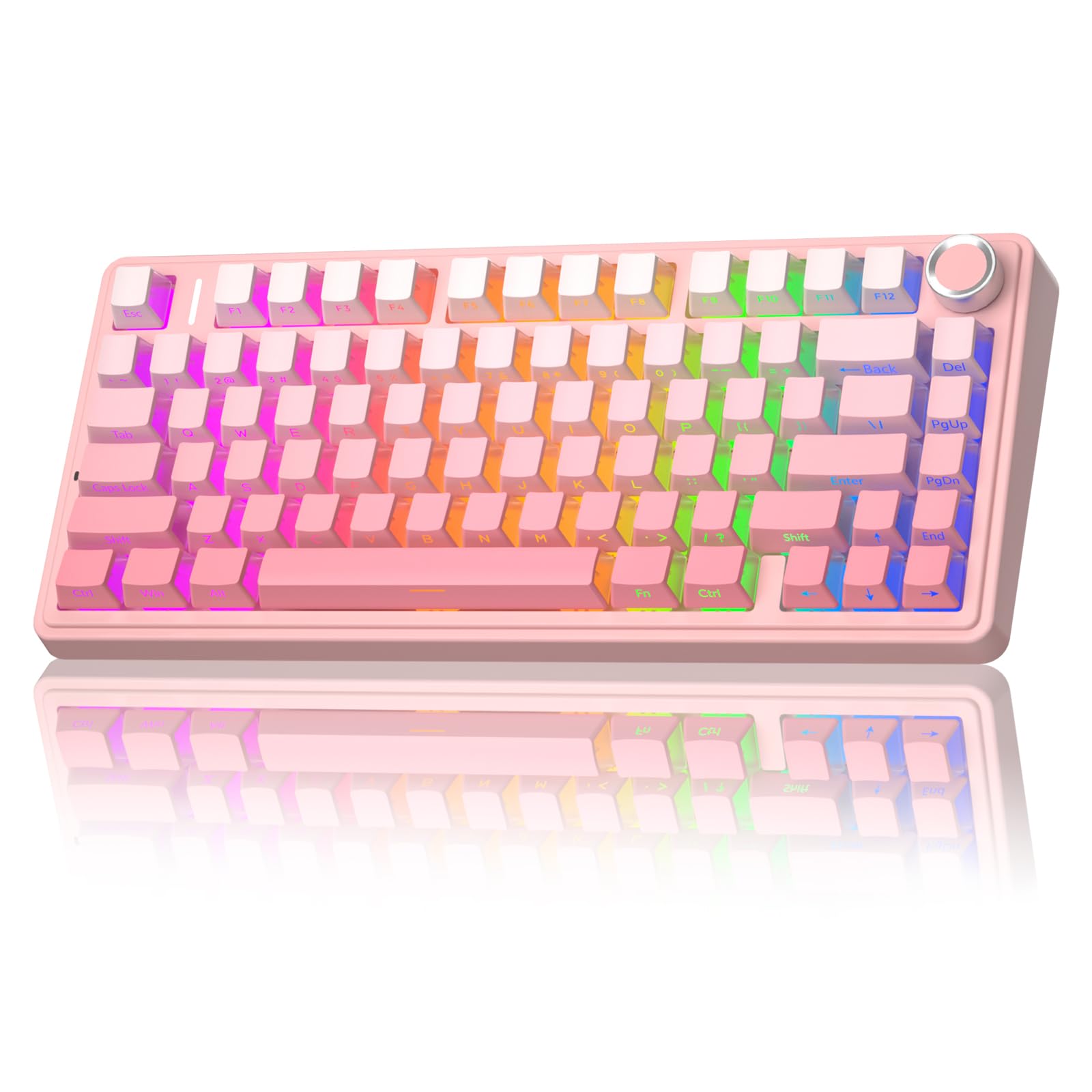 AULA F75 75% Wireless Mechanical Keyboard,2.4Ghz/Type-C/BT5.0 Gaming Keyboards,Advanced Structure,Side Engraved,RGB Backlight,Hot Swappable Custom Keyboard for PC/Mac (Black)