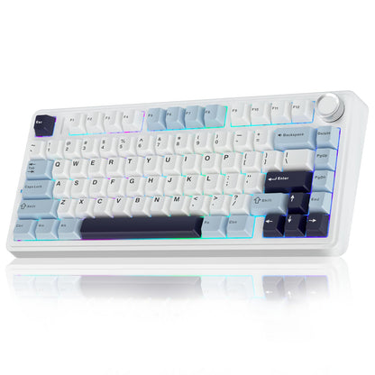 AULA F75 75% Wireless Mechanical Keyboard,2.4Ghz/Type-C/BT5.0 Gaming Keyboards,Advanced Structure,Side Engraved,RGB Backlight,Hot Swappable Custom Keyboard for PC/Mac (Black)