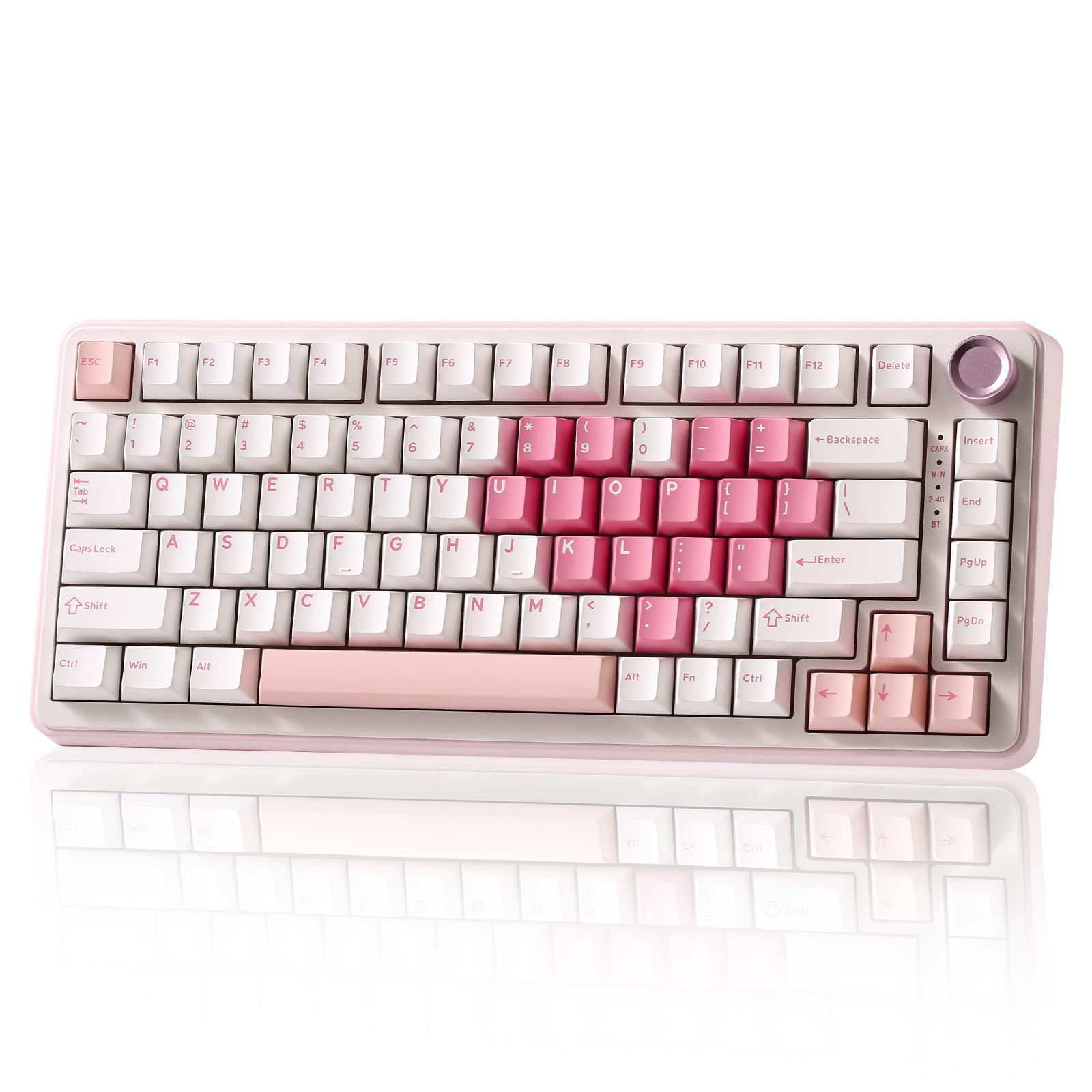 YUNZII B75 PRO Wireless Mechanical Keyboard,75% Gaming Keyboard Gasket Hot Swap Custom Keyboard with Knob,Pre-lubed Switches RGB,Bluetooth/Type-C/2.4G (Matcha Green, Milk Switch)
