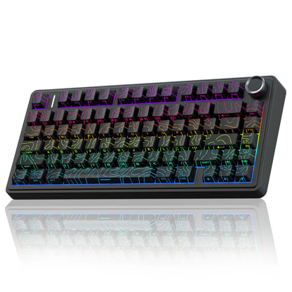 AULA F75 75% Wireless Mechanical Keyboard,2.4Ghz/Type-C/BT5.0 Gaming Keyboards,Advanced Structure,Side Engraved,RGB Backlight,Hot Swappable Custom Keyboard for PC/Mac (Black)