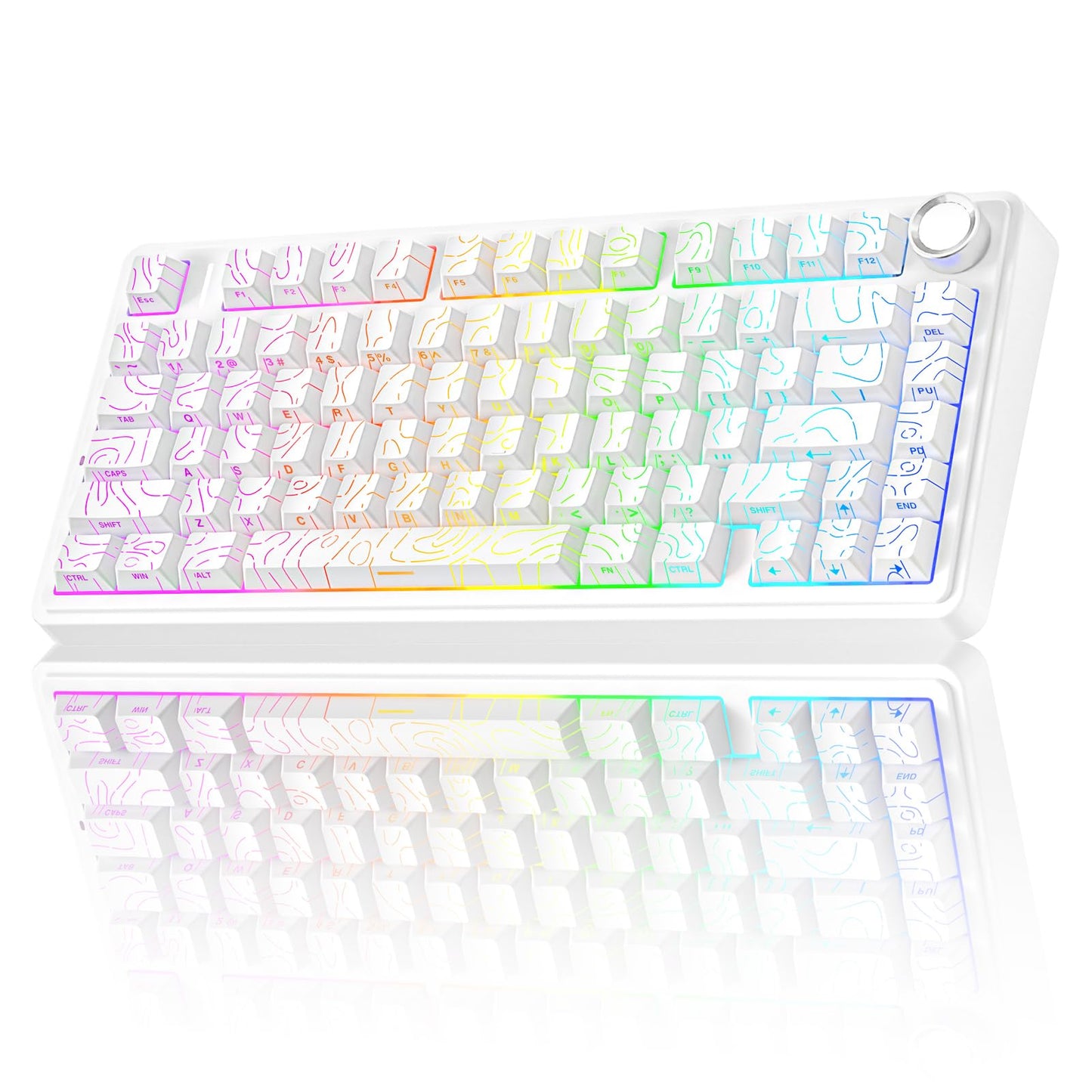 AULA F75 75% Wireless Mechanical Keyboard,2.4Ghz/Type-C/BT5.0 Gaming Keyboards,Advanced Structure,Side Engraved,RGB Backlight,Hot Swappable Custom Keyboard for PC/Mac (Black)