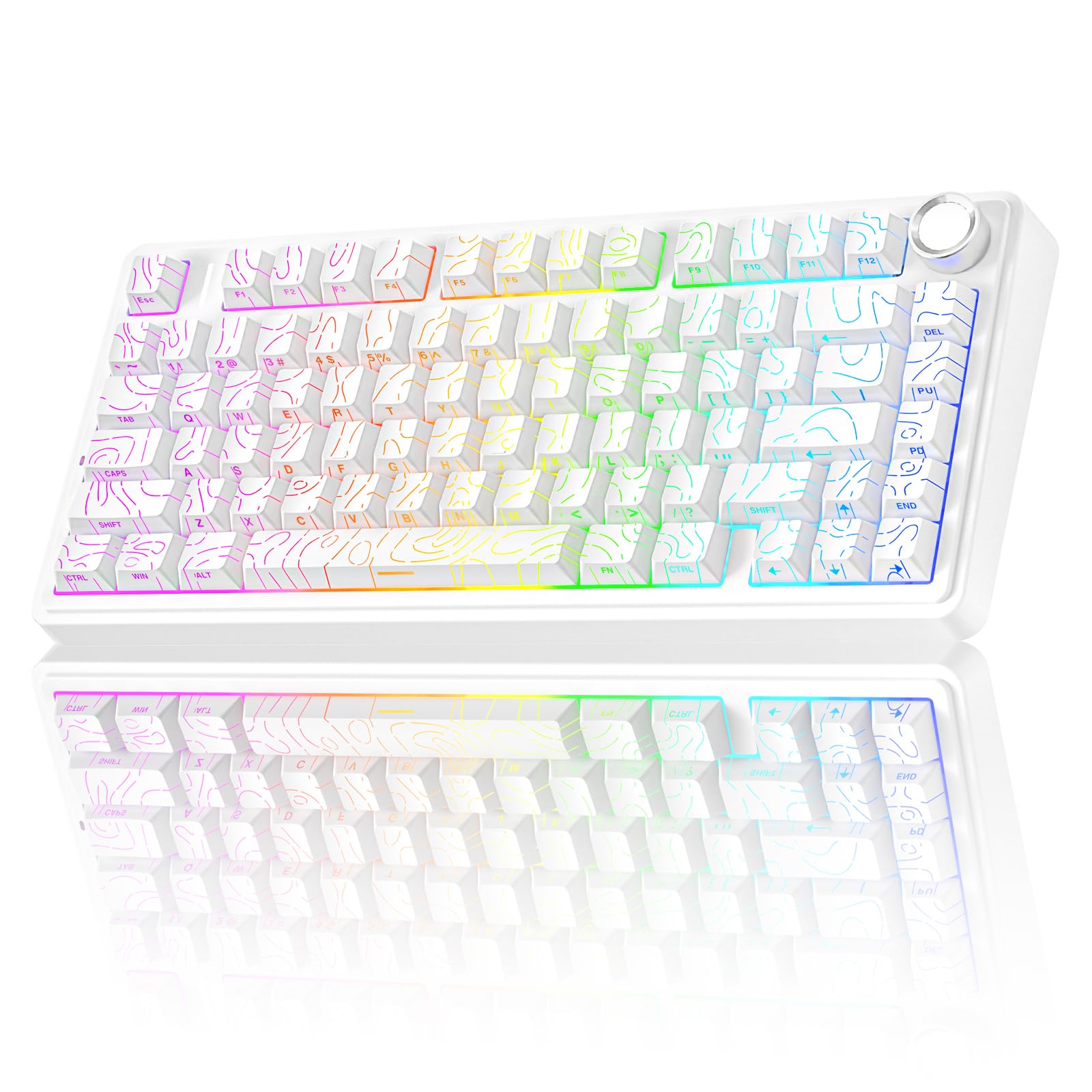 AULA F75 75% Wireless Mechanical Keyboard,2.4Ghz/Type-C/BT5.0 Gaming Keyboards,Advanced Structure,Side Engraved,RGB Backlight,Hot Swappable Custom Keyboard for PC/Mac (Black)