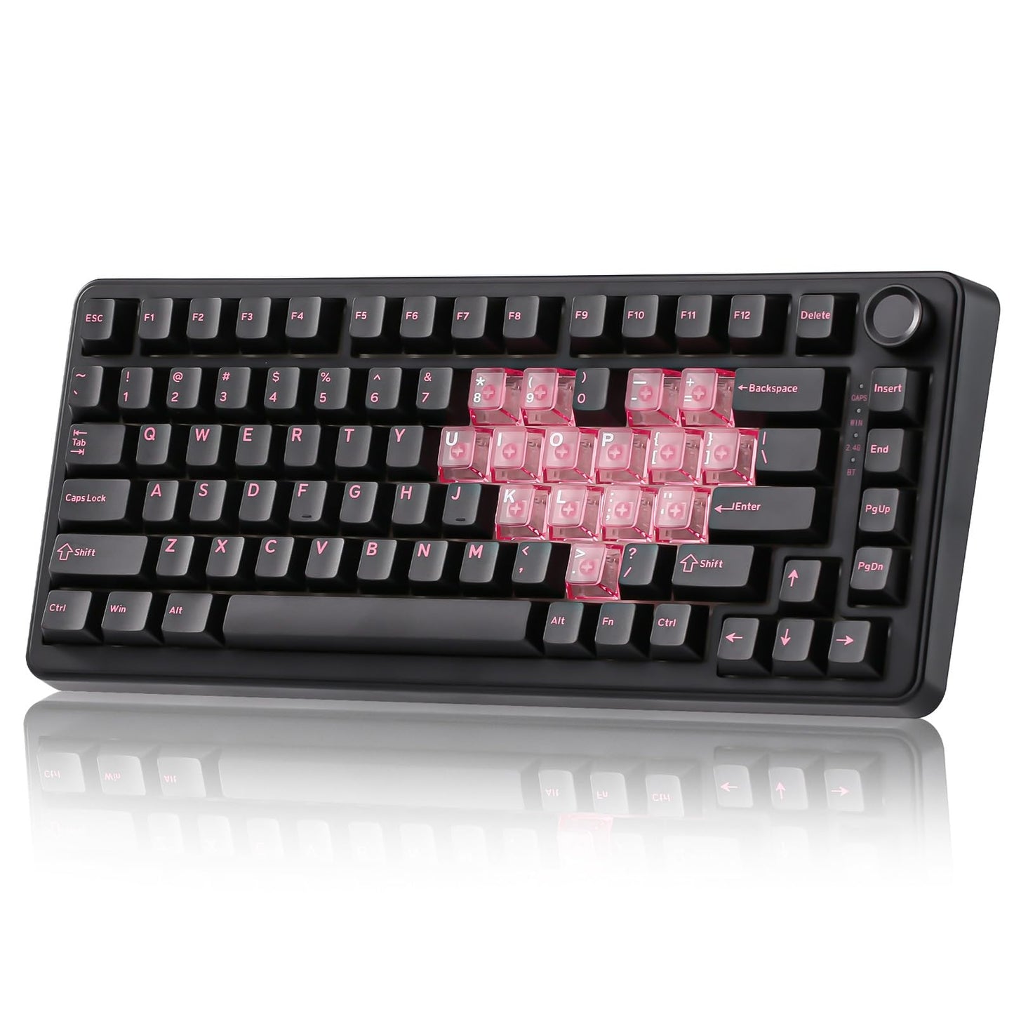 YUNZII B75 PRO Wireless Mechanical Keyboard,75% Gaming Keyboard Gasket Hot Swap Custom Keyboard with Knob,Pre-lubed Switches RGB,Bluetooth/Type-C/2.4G (Matcha Green, Milk Switch)
