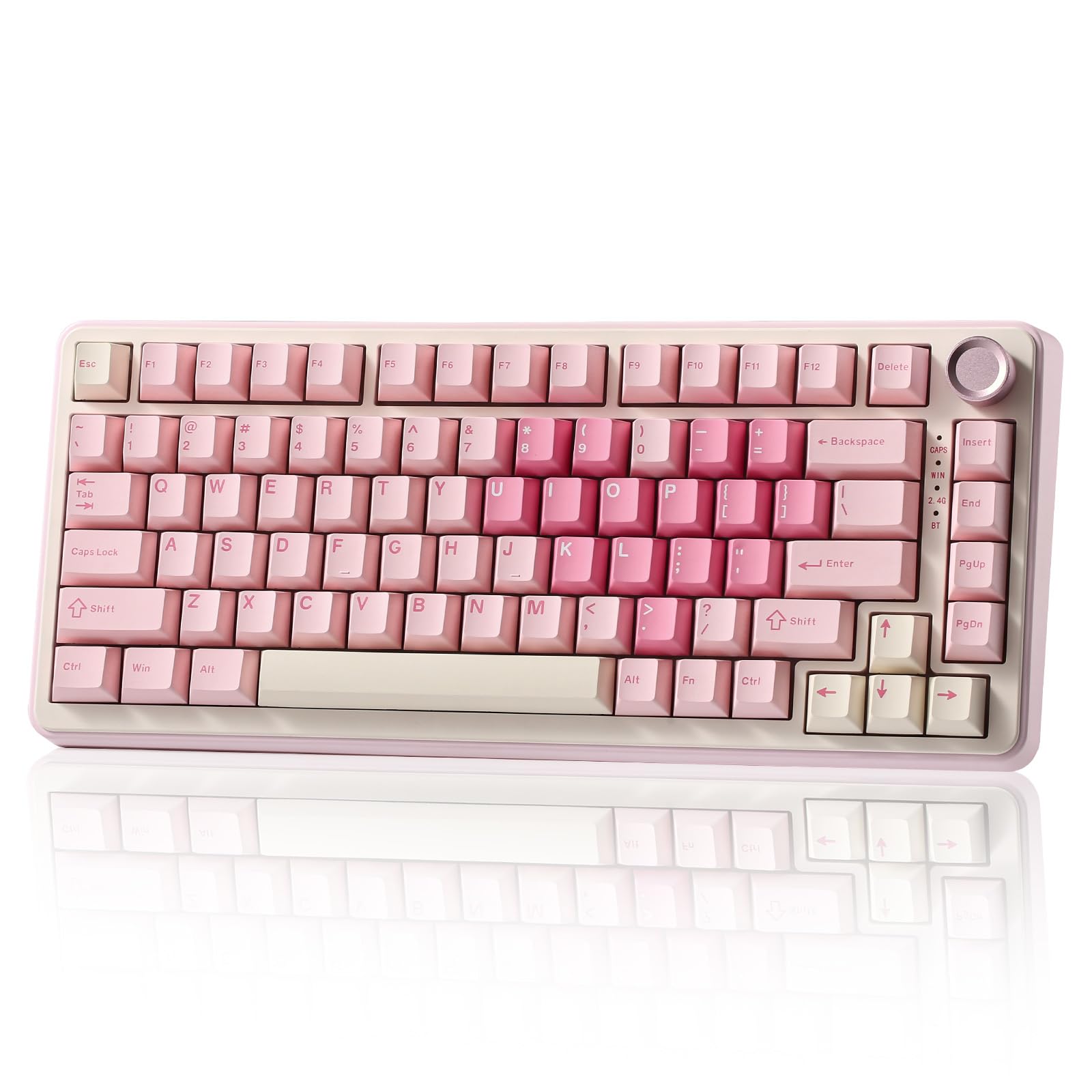 YUNZII B75 PRO Wireless Mechanical Keyboard,75% Gaming Keyboard Gasket Hot Swap Custom Keyboard with Knob,Pre-lubed Switches RGB,Bluetooth/Type-C/2.4G (Matcha Green, Milk Switch)