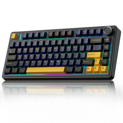 AULA F75 75% Wireless Mechanical Keyboard,2.4Ghz/Type-C/BT5.0 Gaming Keyboards,Advanced Structure,Side Engraved,RGB Backlight,Hot Swappable Custom Keyboard for PC/Mac (Black)